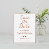 Elegante Hochzeit Save the Date White Rose Gold Folie Einladungspostkarte (Stehend vorne)