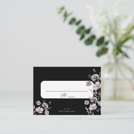 Elegante Hochzeit schwarz Aquarell vielen Dank Platzkarte (Stehend Vorderseite)