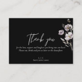 Elegante Hochzeit schwarz Aquarell vielen Dank Platzkarte (Rückseite)