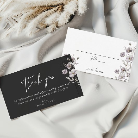 Elegante Hochzeit schwarz Aquarell vielen Dank Platzkarte