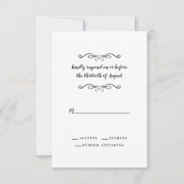 Elegante Hochzeit Schwarz-weiß Classic Minimalisti RSVP Karte