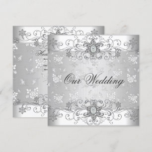 Elegante Hochzeit Silber Weiß Diamant Juwel Spitze Einladung