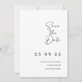 Elegante Hochzeit speichern Sie die Daten minimali Einladung (Vorderseite)