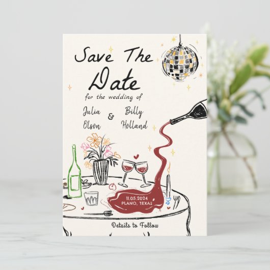 Elegante Hochzeit speichert die Datumskarten Einladung (Stehend Vorderseite)