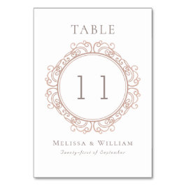 Elegante Hochzeit Tischnummer