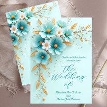 Elegante Hochzeit Türkis Blau Weiß Gold Blumen