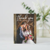 Elegante Hochzeit Vielen Dank, Bridge and Groom Fo Postkarte (Stehend Vorderseite)