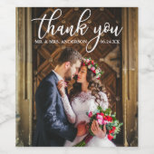 Elegante Hochzeit Vielen Dank, Bridge and Groom Fo Weinetikett (Einzelnes Label)