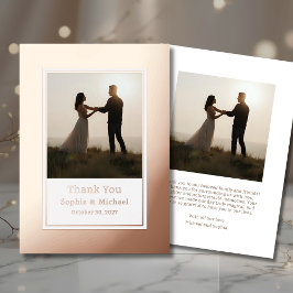 Elegante Hochzeit Vielen Dank Card 2 Foto Rose Gol Folien Feiertagskarte