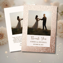 Elegante Hochzeit Vielen Dank Card 2 Foto Rose Gol Folien Feiertagskarte