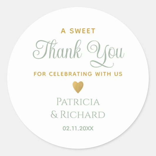 Elegante Hochzeit Vielen Dank, dass Sie Grün und G Runder Aufkleber (Vorderseite)