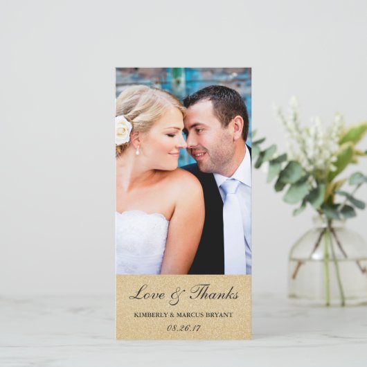 Elegante Hochzeit Vielen Dank Foto Card / Champagn Dankeskarte (Stehend Vorderseite)