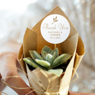 Elegante Hochzeit Vielen Dank Gold White Simple Runder Aufkleber