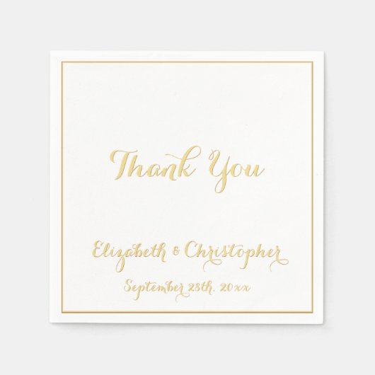 Elegante Hochzeit Vielen Dank Imitate Gold Paper N Serviette (Vorderseite)