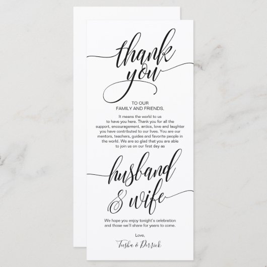 Elegante Hochzeit Vielen Dank Platzieren Setting C Programm (Vorne/Hinten)