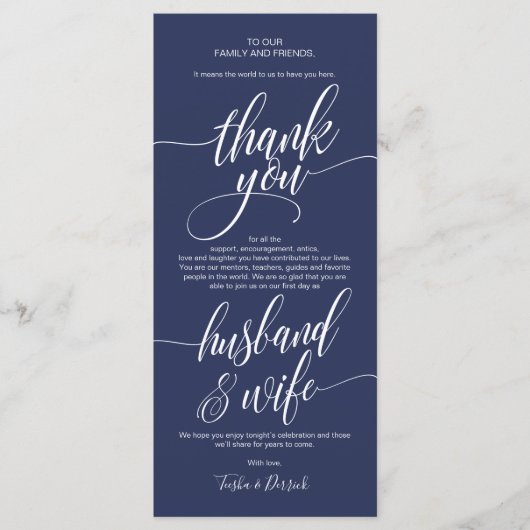 Elegante Hochzeit Vielen Dank Platzierung Karte (Vorderseite)