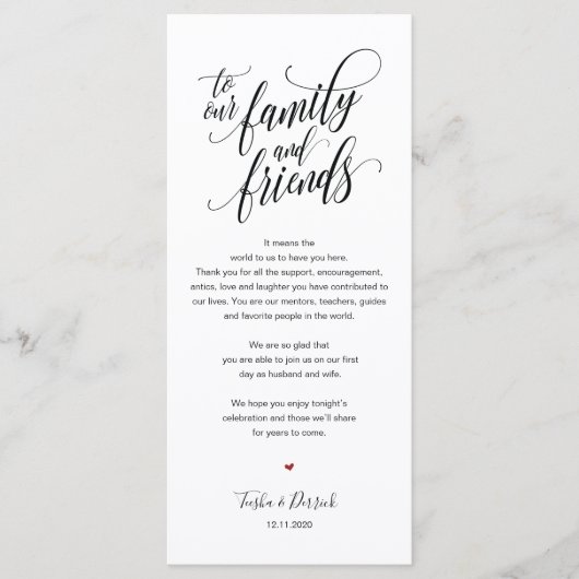 Elegante Hochzeit Vielen Dank Platzierung Karte (Vorderseite)