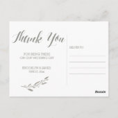 Elegante Hochzeit Vielen Dank Postkarten Gray Wrea (Rückseite)