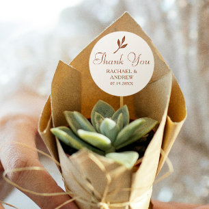 Elegante Hochzeit Vielen Dank Terracotta Creme Sim Runder Aufkleber