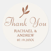 Elegante Hochzeit Vielen Dank Terracotta Creme Sim Runder Aufkleber (Vorderseite)