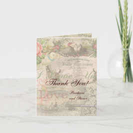 Elegante Hochzeit Vintage Ehe Antike Vintag Dankeskarte
