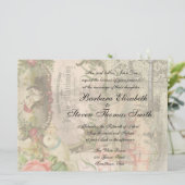 Elegante Hochzeit Vintage Ehe Antike Vintag Einladung (Stehend Vorderseite)