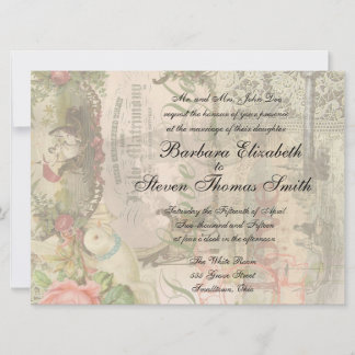 Elegante Hochzeit Vintage Ehe Antike Vintag Einladung
