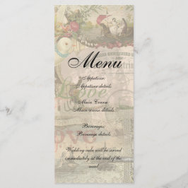 Elegante Hochzeit Vintage Ehe Antike Vintag Menükarte
