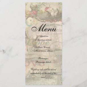 Elegante Hochzeit Vintage Ehe Antike Vintag Menükarte