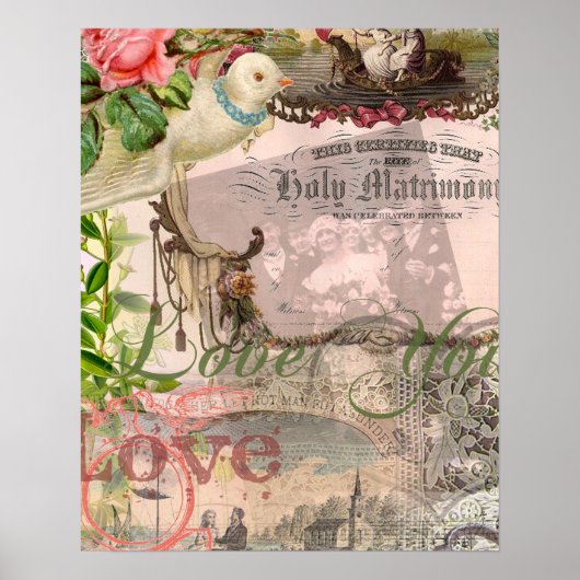 Elegante Hochzeit Vintage Ehe Antike Vintag Poster (Vorne)