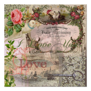 Elegante Hochzeit Vintage Ehe Antike Vintag Poster