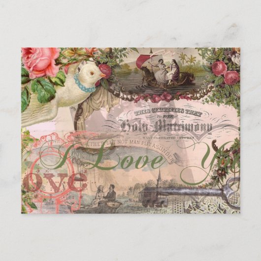 Elegante Hochzeit Vintage Ehe Antike Vintag Postkarte (Vorderseite)