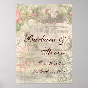 Elegante Hochzeit Vintage-Hochzeit Antik Vintage Poster