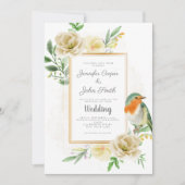Elegante Hochzeit von Bird Floral Einladung (Vorderseite)