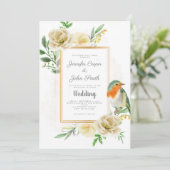 Elegante Hochzeit von Bird Floral Einladung (Stehend Vorderseite)