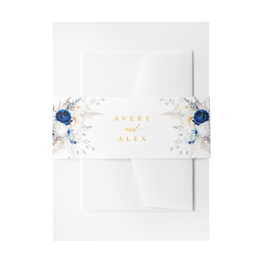 Elegante Hochzeit von Blauen und Gelben Blumen Kal Einladungsbanderole (Vorderseite Beispiel)