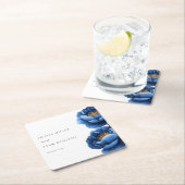 Elegante Hochzeit von Blue Gold Floral Rechteckiger Pappuntersetzer (Vor Ort)