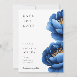 Elegante Hochzeit von Blue Gold Floral Save The Date