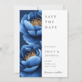 Elegante Hochzeit von Blue Gold Floral Save The Date (Vorderseite)