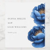 Elegante Hochzeit von Blue Gold Floral Weinetikett (Einzelnes Label)