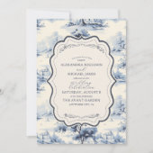 Elegante Hochzeit von Blue Vintag Floral Einladung (Vorderseite)