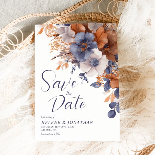 Elegante Hochzeit von Blütenfarben Blütenstaub Save The Date