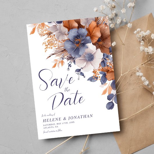 Elegante Hochzeit von Blütenfarben Blütenstaub Save The Date