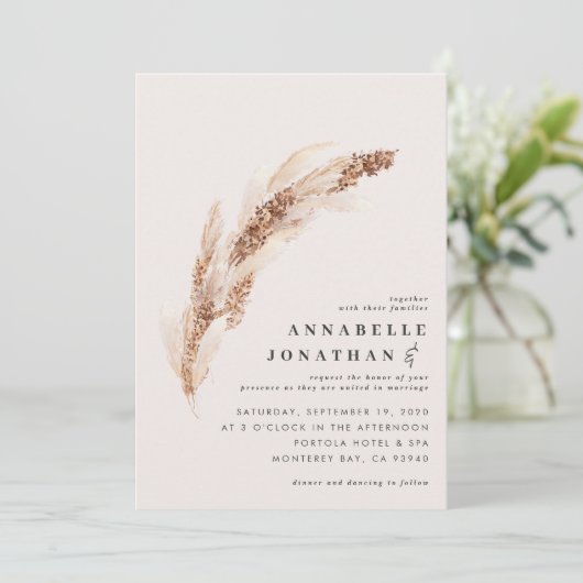 Elegante Hochzeit von Boho Pampas (Stehend Vorderseite)