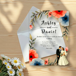 Elegante Hochzeit von Braut und Gewässer Acryleinladungen