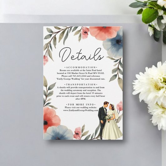 Elegante Hochzeit von Braut und Gewässer Begleitkarte