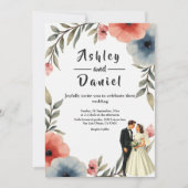 Elegante Hochzeit von Braut und Gewässer Einladung (Vorderseite)