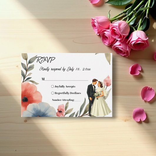 Elegante Hochzeit von Braut und Gewässer RSVP Karte