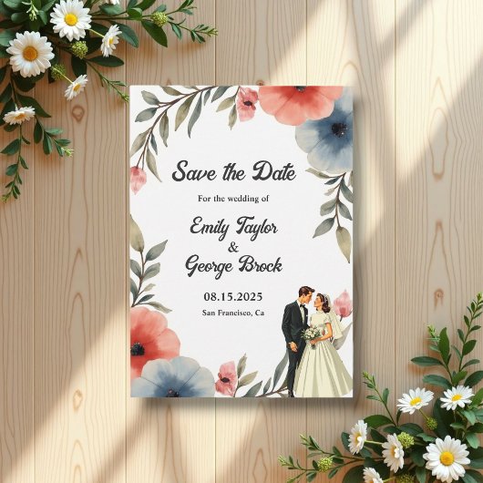 Elegante Hochzeit von Braut und Gewässer Save The Date
