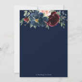 Elegante Hochzeit von Burgundy Blush Navy Blue Flo Einladung (Rückseite)